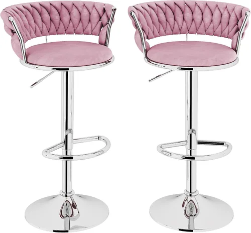 Miniatura 17 de Lamerge Juego de 2 taburetes de bar de terciopelo, sillas de bar giratorias modernas, taburetes de bar de cocina, taburetes de bar ajustables, Gris