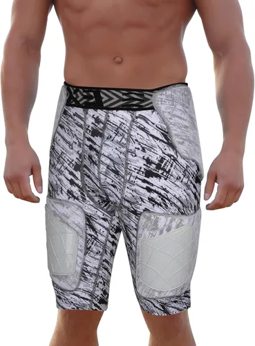 Miniatura 15 de Exxact Sports Gladiator - Faja de fútbol para adultos de 5 almohadillas para hombres con cadera, muslos, almohadillas para coxis, pantalones cortos