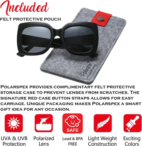 Miniatura 2 de PolarSpex Gafas de sol polarizadas cuadradas elásticas de gran tamaño para niñas, sin BPA