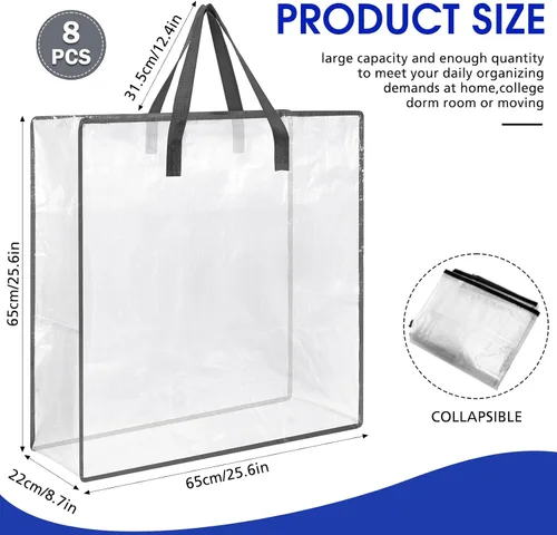 Miniatura 2 de 8 bolsas transparentes de almacenamiento de coronas de 26 pulgadas, contenedor de guirnaldas, guirnalda de puertas, soporte de almacenamiento de Gris