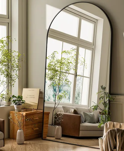 Miniatura 3 de GLSLAND - Espejo de pared con forma de arco de 34 x 76 pulgadas, espejo de cuerpo completo con marco de aleación de aluminio de alta definición