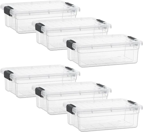Miniatura 13 de Superio - Cajas de almacenamiento pequeñas planas transparentes con tapas, contenedores de plástico de 4.5 cuartos de galón para organizar, cajas