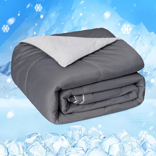 Miniatura 12 de HOMFINE Edredón refrescante para personas que duermen con calor, ambos lados Q-Max > 0.45 de fibra de enfriamiento Arc-Chill para todas