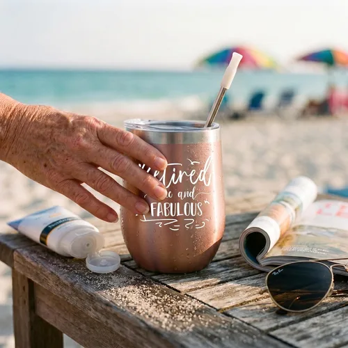 Miniatura 2 de ELEGANTPARK Regalos de jubilación para mujeres, vaso de vino 2025 para jubilados, libre y fabuloso, divertido regalo de cumpleaños para amigos