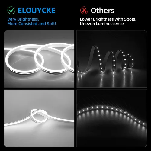 Miniatura 8 de Luz de Cuerda LED de Neón, 32.8 pies, color blanco frío, regulable, tiras de luces LED, tiras de luces de neón de silicona flexible impermeable DIY