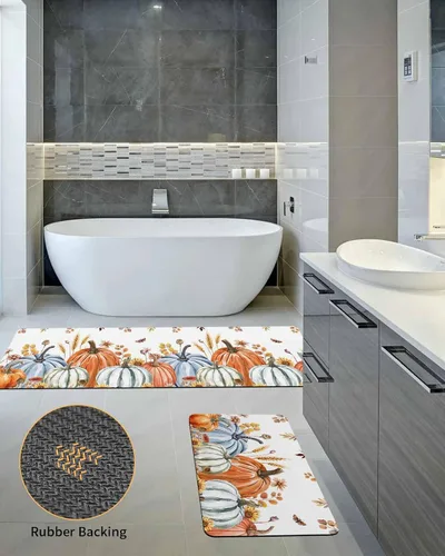Miniatura 5 de Tapete de baño de otoño para bañera, tapete antideslizante de secado rápido y absorbente, de tierra de diatomeas, tapete de cocina, tapete