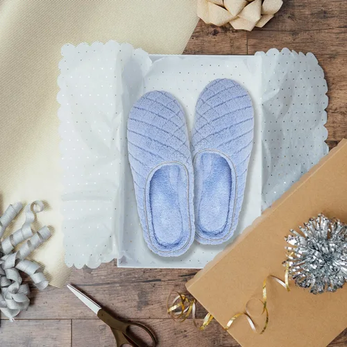 Miniatura 6 de Dearfoams - Pantuflas informales de felpa acolchada Leslie para mujeres - Azul