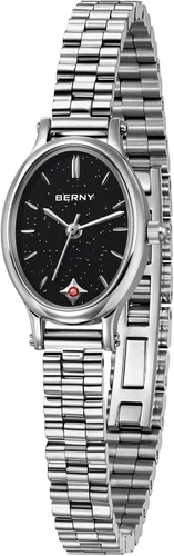 Miniatura 9 de BERNY Relojes de plata para mujer, delicado reloj de pulsera para mujer, reloj de pulsera pequeño impermeable 3ATM, reloj de cuarzo analógico