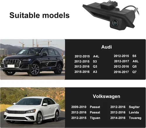 Miniatura 2 de 170 ° Cámara de respaldo con mango de coche HD impermeable cámara de visión trasera visión nocturna asistencia de estacionamiento inversa para Audi