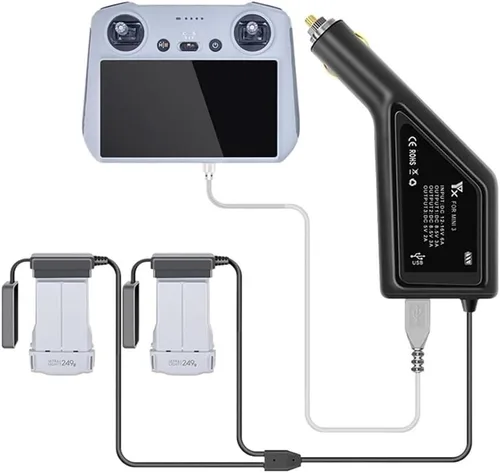 Miniatura 2 de [Piezas de drones] Cargador de coche 3 en 1 para DJI Mavic Mini 3/3 Pro Hub de carga de batería inteligente Conector de coche Adaptador USB Multi 2
