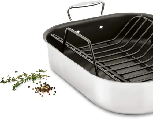 Miniatura 2 de All-Clad Specialty - Asador grande de acero inoxidable con rejilla antiadherente de 13 x 16 pulgadas, apto para horno y asador hasta 500°F, bandeja