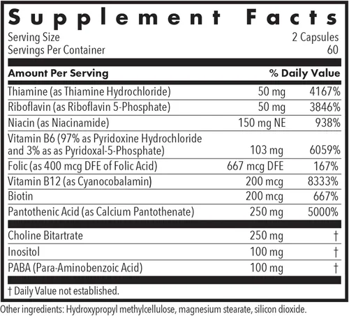 Miniatura 3 de Allergy Research Group ARG Super Vitamina B - Suplemento completo de vitamina B - Coenzima B2 y B6 para una biodisponibilidad mejorada - Apoyo al