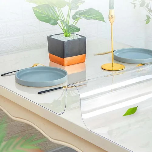 Miniatura 2 de YSUEFIJO Mantel de plástico de 16 x 24 pulgadas, protector de mesa transparente de 0.079 in de grosor, mantel 100% impermeable, mantel rectangular