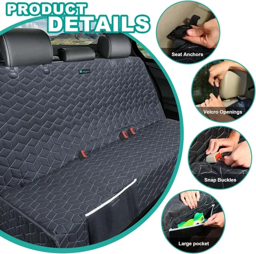 Miniatura 8 de Meginc - Fundas de asiento de coche para perros para el asiento trasero, fundas de asiento de banco impermeables para mascotas para camiones Ford