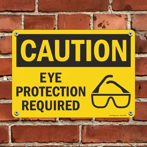 Miniatura 3 de SmartSign - U9-1533-NP_10x14 "Precaución - Se requiere protección ocular" Plástico negro sobre amarillo de 10 x 14 pulgadas