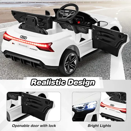 Miniatura 4 de OLAKIDS Audi RS e-tron GT - Vehículo eléctrico con licencia de 12 V con control remoto, funciona con pilas, juguete para niños pequeños con Blanco