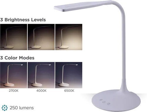 Miniatura 2 de PureOptics LED VLED1819-BD - Lámpara de escritorio LED con batería, regulable con temperatura de color ajustable, duración de la batería de 4 horas