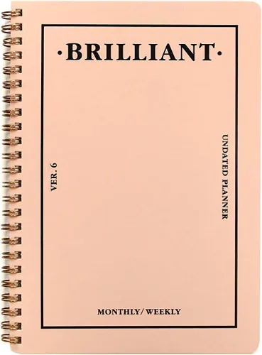 PAPERIAN Brilliant Agenda mensual y semanal – Agenda mensual y semanal sin fecha, encuadernada con alambre (rosa concha)