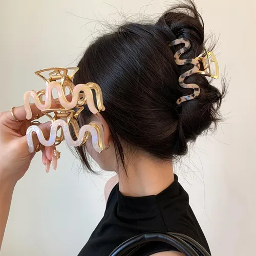 Miniatura 3 de Sinide - Pinzas de metal para el cabello de 3.5 pulgadas, pinzas grandes de acetato de celulosa, pinzas para cabello largo y grueso, accesorios