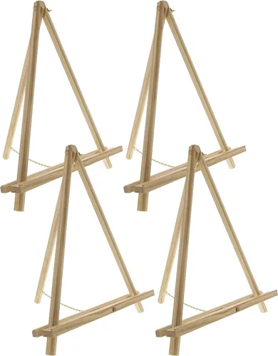 U.S. Art Supply Caballete de mesa de madera natural de 16 pulgadas (paquete de 4) – Soporte de lona ajustable con marco en A para pintar fiestas y