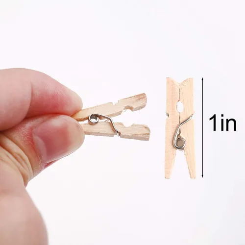 Miniatura 2 de CCINEE 150 pinzas de madera natural dorada de 1 pulgada, pines de ropa pequeños, clips de madera con textura natural para proyectos de bricolaje