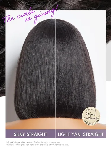 Miniatura 5 de LUVME HAIR Peluca Bob Recta Yaki Ligera de 10 Pulgadas de Cabello Humano, Pelucas Bob de Encaje HD Indetectable Sin Pegamento de Cabello Humano Pre