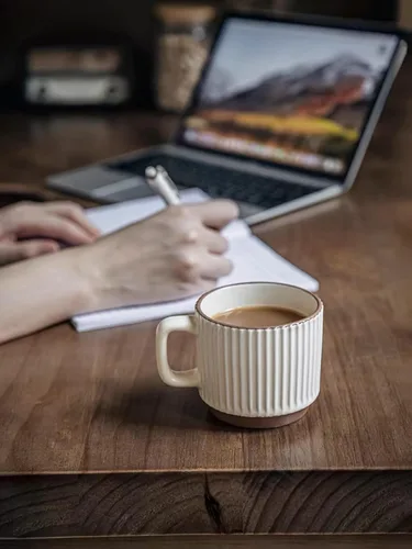 Miniatura 6 de Juego de tazas de café apilables, tazas de café de cerámica para Au Lait, capuchino, café con leche, café, moca, té, tazas en relieve para bodas