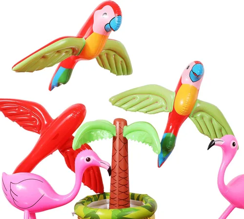 Miniatura 4 de 4 piezas inflables de loro volador inflables de animales de pájaros, decoración de fiesta de loro inflable para verano, tropical, hawaiano, fiesta