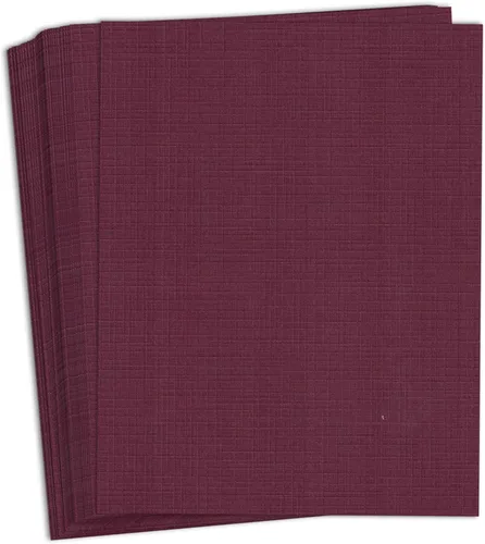 Hamilco Burgandy Linen - Papel grueso de cartulina texturizada, 11 x 17 pulgadas, peso pesado, 80 libras, cartulina - Paquete de 25