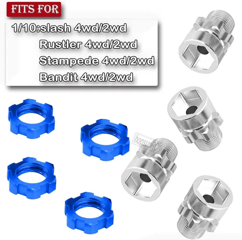 Miniatura 2 de Upgrades Part para 1/10 Slash Rustler Stampede Bandit 4WD 2wd, adaptadores de cubo hexagonal de aluminio de 0.472 in a 0.669 in con desplazamiento