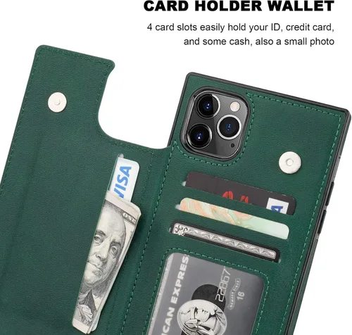 Miniatura 4 de Bocasal Funda tipo cartera cruzada para iPhone 11 Pro Max, soporte para tarjetas de crédito, de piel sintética, a prueba de golpes, desmontable
