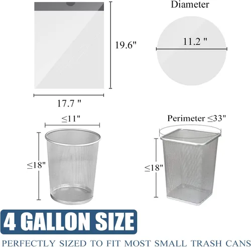 Miniatura 5 de Bolsas de basura pequeñas de 4 galones - Bolsa de basura con cordón de 4 galones, bolsas de basura pequeñas individuales sin perfume, forros