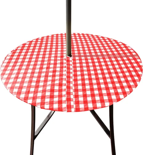 Miniatura 28 de Hipinger Vinyl Round Fitted Tablecloth with Zipper and Umbrella Hole, Outdoor Oil Waterproof Stain Resisteant PVC Table Cover 40-44 Inch, Black