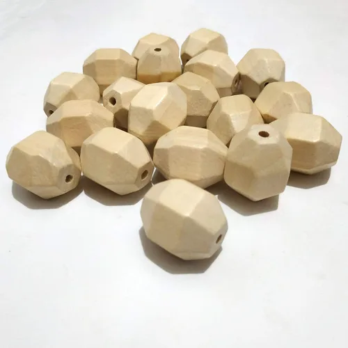 Miniatura 3 de 30 cuentas hexagonales de madera natural, sin acabar, geométricas, octogonales, accesorios de joyería para bricolaje