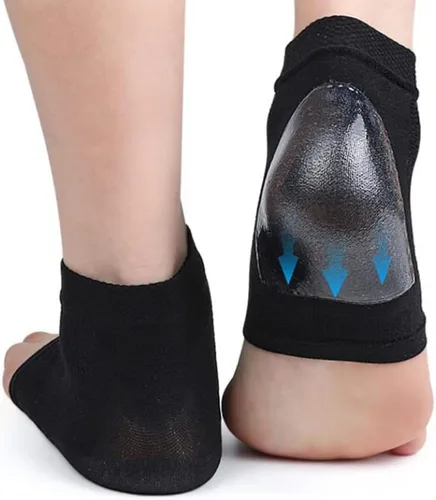 Miniatura 3 de FRCOLOR 2 pares de calcetines de compresión de manga de tobillo, calcetines de talón de gel hidratantes, calcetines de punta abierta, calcetines