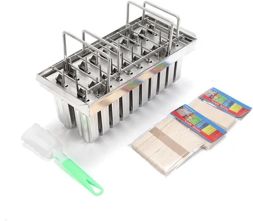 Miniatura 8 de Kit de moldes de paletas de hielo de acero inoxidable, moldes de acero inoxidable, soporte para palitos de helado de paletas de hielo + cepillo