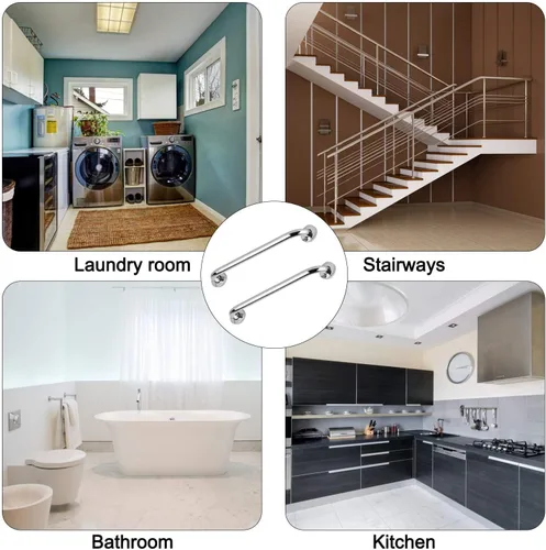 Miniatura 6 de Paquete de 2 barras de agarre de ducha de acero inoxidable para baño, barras de agarre para ducha de baño, barras de agarre para bañera duchas de 18