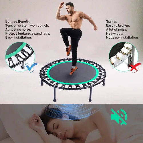 Miniatura 2 de 40" Mini Trampoline for Adults, Heavy-Duty Rebounder Trampoline with 30 Bungees - Silent Indoor Exercise Trampoline for Adults, Small Trampoline for
