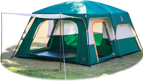 Miniatura 14 de KTT Extra Large Tent 10-12-14 Person(B),Family Cabin Tents,2 Rooms,3 Doors and 3 Windows with Mesh,Straight Wall,Waterproof,Double Layer,Big Tent