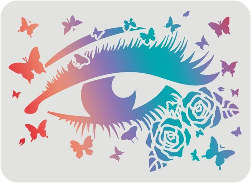 FINGERINSPIRE Plantilla de ojos para pintar – Plantilla de dibujo reutilizable de ojos de belleza de 11.7 x 8.3 pulgadas – Diseños de mariposas y