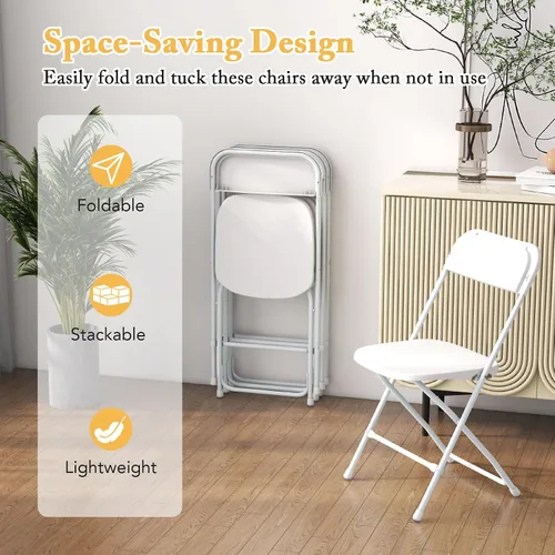 Miniatura 6 de Giantex Silla plegable con asiento y respaldo de plástico, marco de metal resistente, capacidad estática de 770 libras, asiento comercial