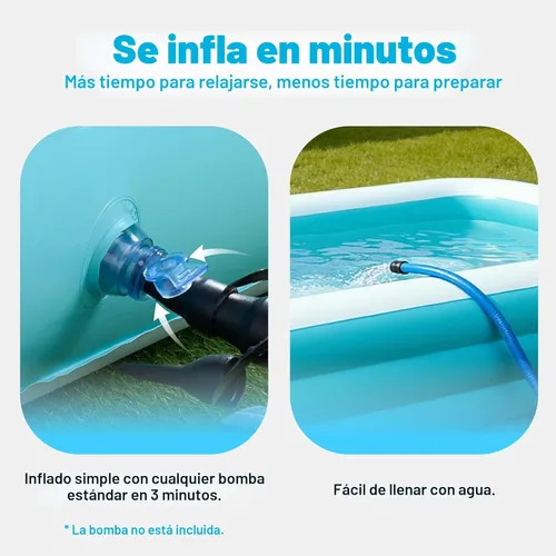 Miniatura 3 de SLOOSH Alberca inflable para adultos con asientos, de 120 pulgadas x 72 pulgadas x 22 pulgadas, piscina familiar resistente y gruesa por encima