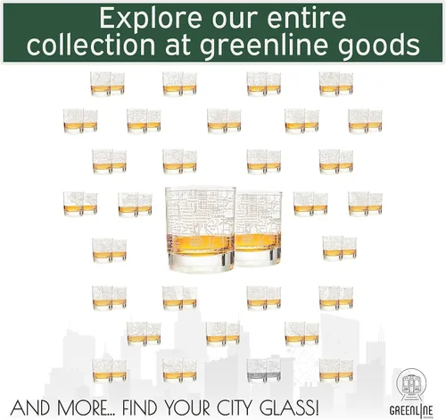 Miniatura 72 de Greenline Goods Vasos de whisky – Juego de vasos de 10 onzas para los amantes de San Luis, grabado con mapa de la ciudad de San Luis Old Fashioned