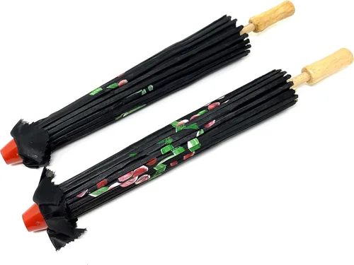 Miniatura 32 de TJ Global Paquete de 2 paraguas chinos japoneses para niños, 22 pulgadas, para bodas, fotografías, disfraces, cosplay, decoración y otros eventos, 2