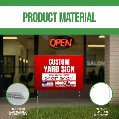 Miniatura 5 de BCB Print - Letreros personalizados para patio con 2 estacas de metal (24 x 18 pulgadas), letreros personalizados para césped para negocios, eventos