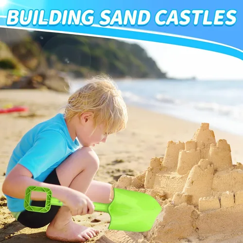Miniatura 3 de Palas de arena de playa de 16 pulgadas para niños, kit de herramientas de pala de jardín, pala de plástico de madera resistente y larga para excavar