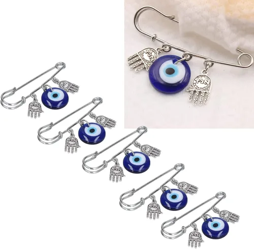 Miniatura 3 de 5 pines de mal de ojo, broche de hierro y aleación, diseño único de buena suerte, pines de seguridad para hombres, mujeres, fiestas en casa, citas