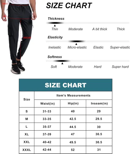 Miniatura 6 de Mens Cargo Joggers Pants Quick Dry Lightweight Running Athletic Workout Cargo Hiking Pants Casual Pants