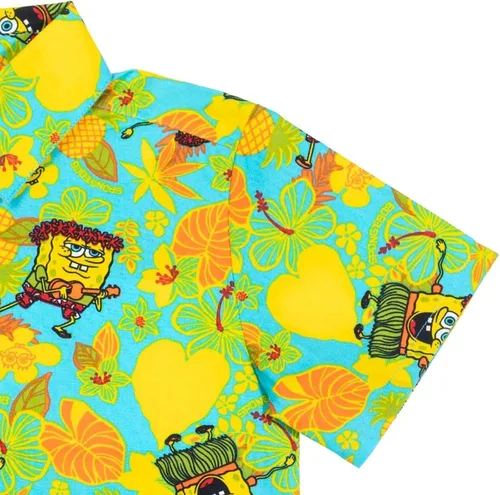 Miniatura 5 de Nickelodeon SpongeBob SquarePants Camisa hawaiana de manga corta con botones para niños