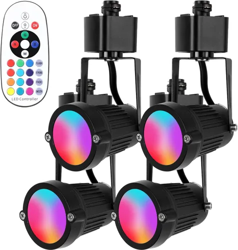 Cabezales de luz de pista RGB, cabezales de iluminación de pista RGBW tipo H con control remoto para fiesta, baile, Halloween, decoración de